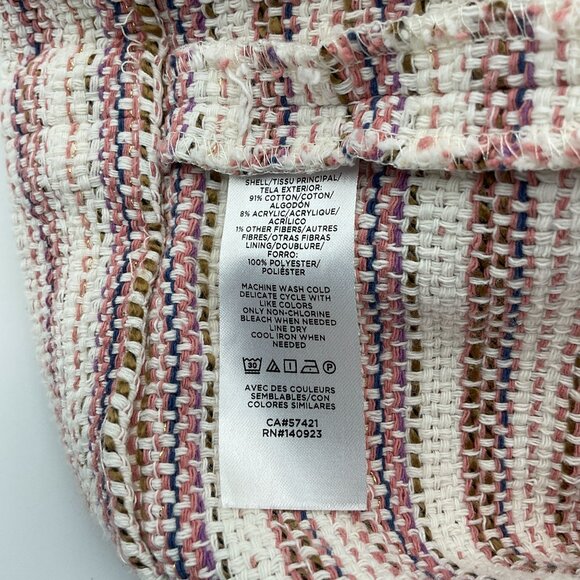 LOFT Petites Sleeveless Textured Tweed Dress Pink Cream Metallic Gold Thread 4P - Picture 9 of 10